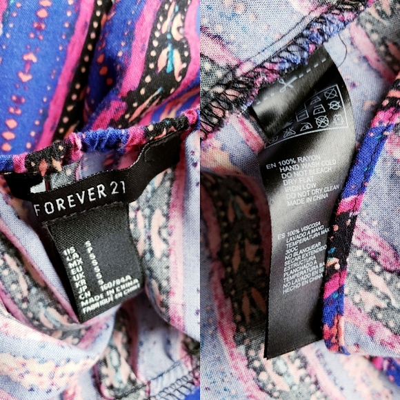 Forever 21 Multicolored Tribal Geometric Open Back Blouse - Picture 6 of 8